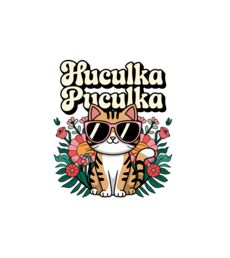 Huculka Puculka pisică 3 model alb pe tricou