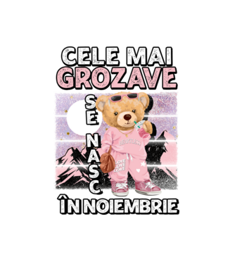 RETRO teddy fetişcană NOIEMBRIE model alb pe tricou