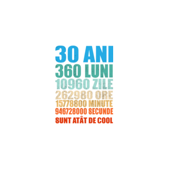 De 30 ani - luni - zile - ore - minute - secunde - sunt atât de cool model negru pe tricou