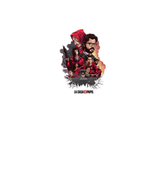 la casa de papel poster theme model alb pe tricou