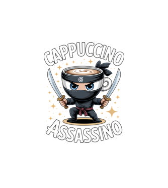 Cappuccino Assassino model alb pe tricou