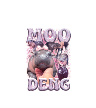 MOO DENG baby hippo model alb pe tricou