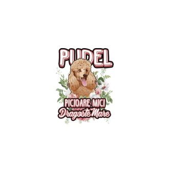 Pudel picioare mici dragoste mare model alb pe tricou