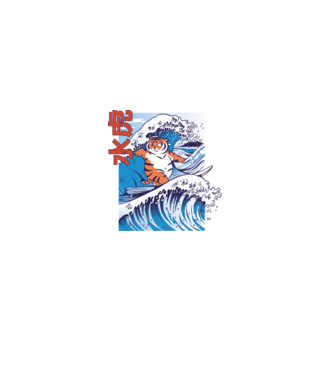 Chubby Surfer Tiger model negru pe tricou