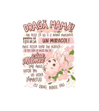 Cu drag, bebele tău model alb pe tricou