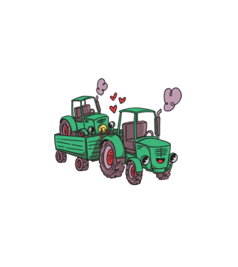 TRACTOR model alb pe tricou