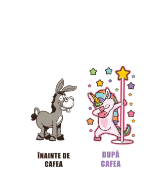 Înainte de cafea - După cafea model negru pe tricou