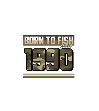 Born to fish since 1990 model negru pe tricou