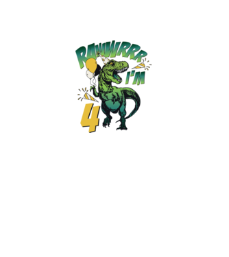 'Birthday Dinosaur rawww i''m 4' model alb pe tricou