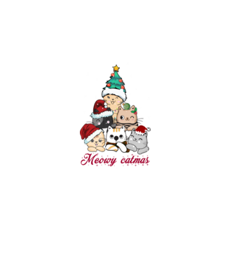 Meowy catmas model alb pe tricou
