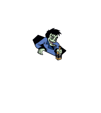 Drunk Zombie model alb pe tricou