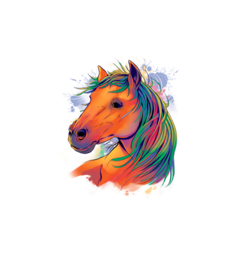 Colorful Horse model alb pe tricou