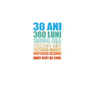De 30 ani - luni - zile - ore - minute - secunde - sunt atât de cool model negru pe tricou