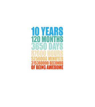 10 years of being awesome model negru pe tricou