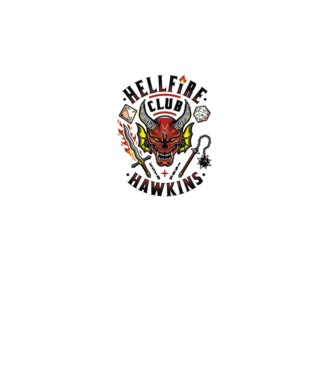 hellfire club hawkins model alb pe tricou