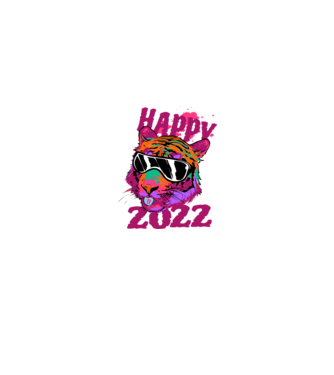Happy 2022 tiger model alb pe tricou