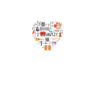 music heart model alb pe tricou