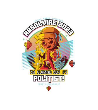 absolvire 2023 polițist model alb pe tricou