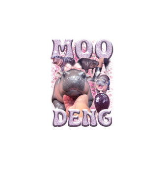 MOO DENG baby hippo model turcoaz pe tricou