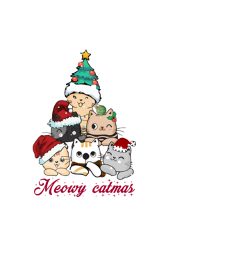 Meowy catmas model albastru deschis pe tricou