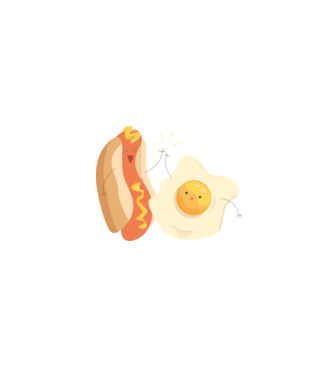 best friends hot dog egg model alb pe tricou