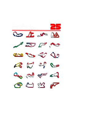 F1 calendar 2025 Negru model alb pe tricou
