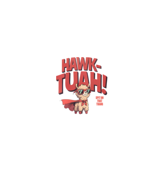hawk tuah llama spit on that thang model alb/roșu pe tricou