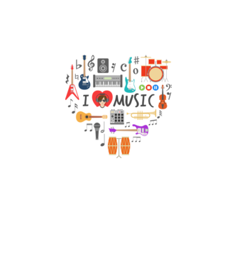 music heart model alb pe tricou