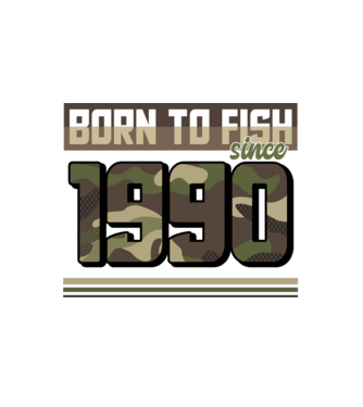Born to fish since 1990 model alb pe tricou