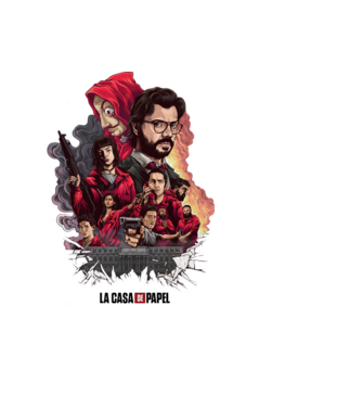 la casa de papel poster theme model negru pe tricou