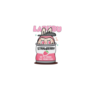 Strawberry Labubu model alb pe tricou