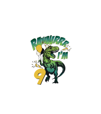 'Birthday Dinosaur rawww i''m 9' model alb pe tricou