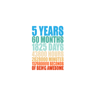 5 years of being awesome model negru pe tricou