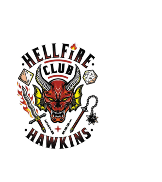 hellfire club hawkins model alb pe tricou