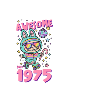Awesome since 1975 - Labubu model negru pe tricou