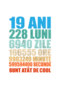 De 19 ani - luni - zile - ore - minute - secunde - sunt atât de cool model negru pe tricou