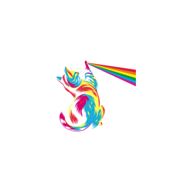 Pisica prismă model alb pe tricou