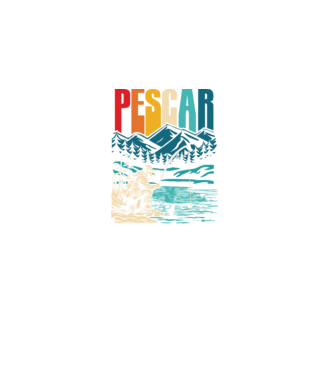Pescar retro model negru pe tricou