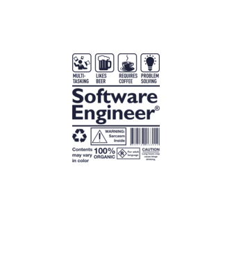 Software Engineer model alb pe tricou