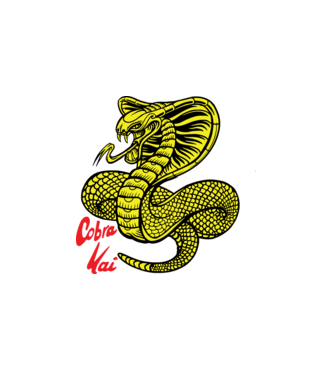 cobra kai logo color model alb pe tricou