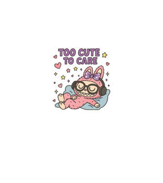 Too cute to care model negru pe tricou