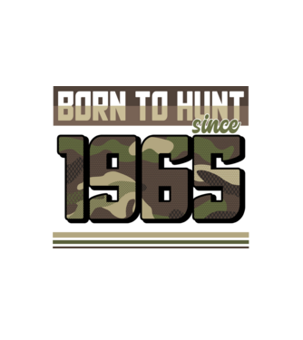Born to hunt since 1965 model alb pe tricou
