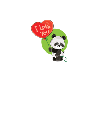 dragoste panda model alb pe tricou