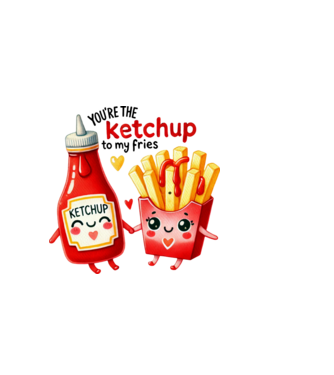 Ketchup to my Fries model alb pe tricou