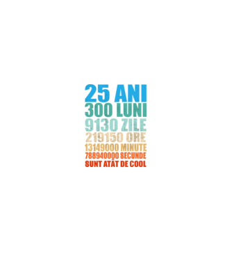 De 25 ani - luni - zile - ore - minute - secunde - sunt atât de cool model negru pe tricou