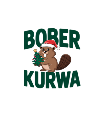 Bober kurwa xmas model alb pe tricou
