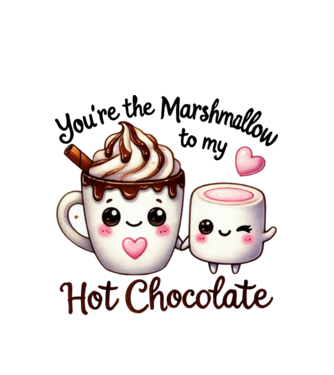 Marshmallow to my Hot Chocolate model alb pe tricou
