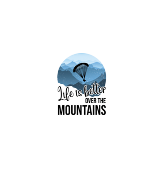Life is better over the mountains model negru pe tricou