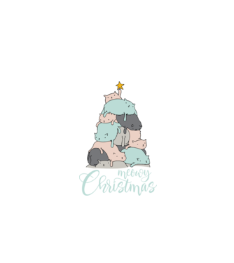 Meowy Christmas model negru pe tricou