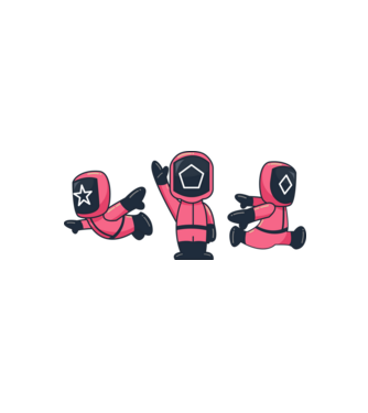 cute squid game toys model alb/roșu pe tricou
